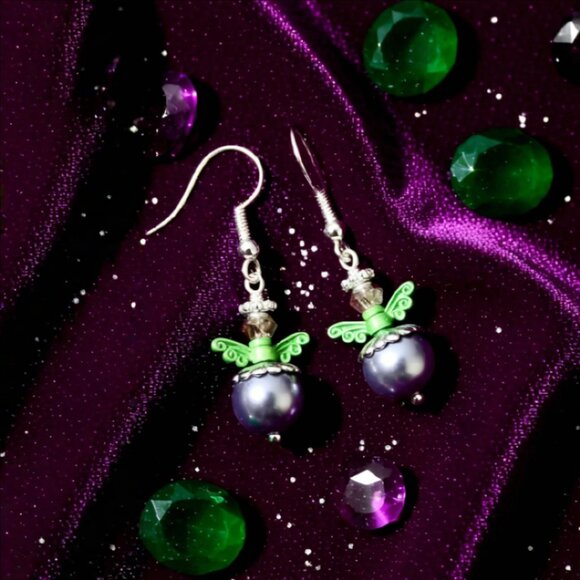 Super Cute! Hand Painted! Colorful Tiny Saucy Angel Earrings! - Picture 4 of 5